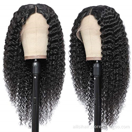 Wholesale 10A 180% 250% Pre Plucked Lace Front Human Hair Wig HD Peruvian Water Wave Lace Frontal Wig For Black Women
